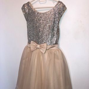 adorable zunie girls sparkly silver & cream dress